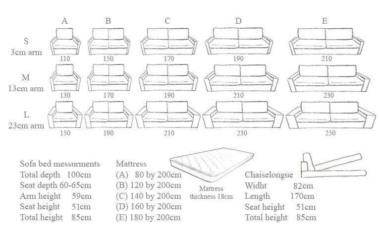 Comfy lux sofa bed sizes