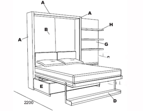 Atoll 000 wall bed with sofa